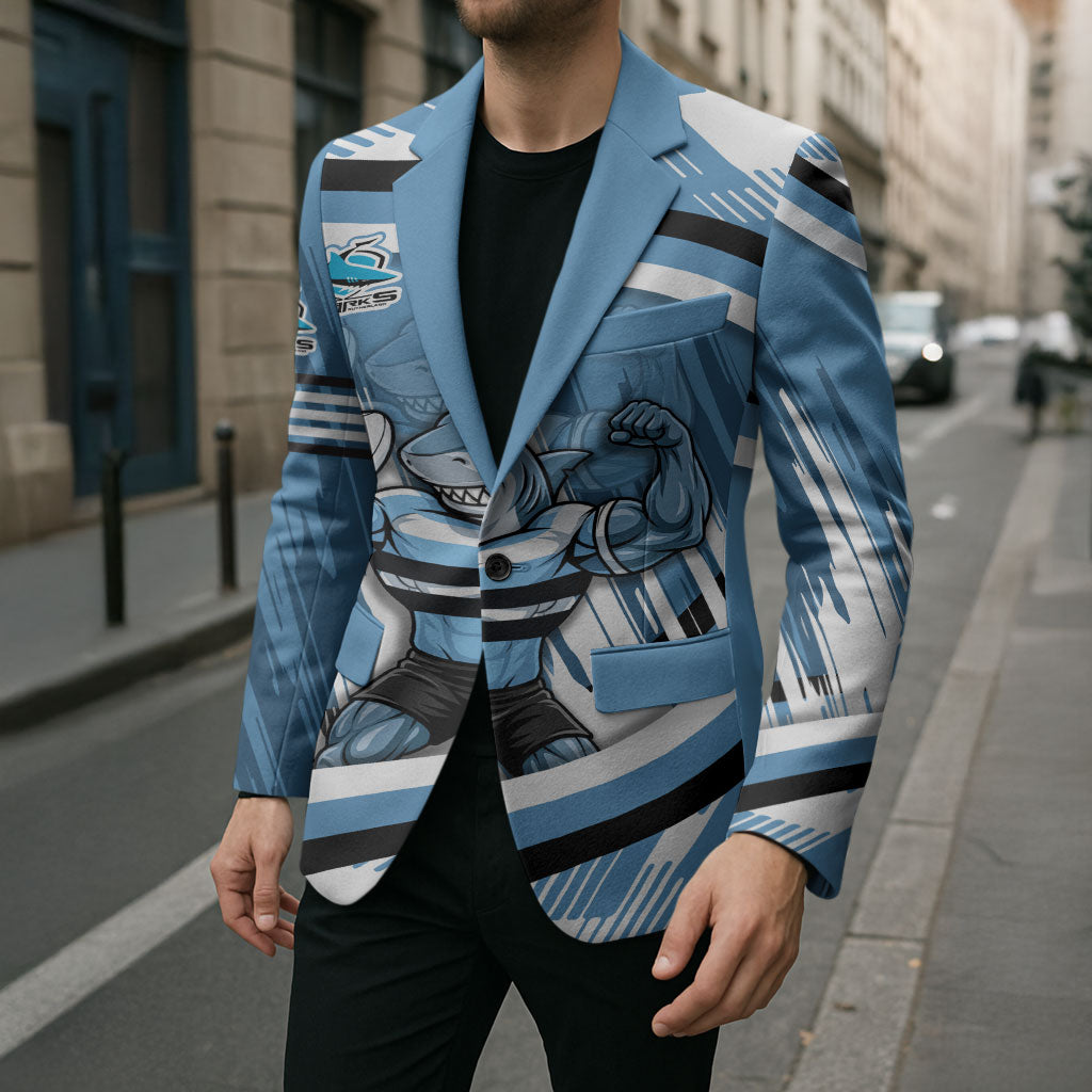 Cronulla Sharks Rugby Mascot Blazer Fierce Athlete Graphic in Sports Style