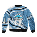 Cronulla Sharks Rugby Mascot Bomber Jacket Fierce Athlete Graphic in Sports Style
