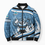 Cronulla Sharks Rugby Mascot Bomber Puffer Jacket Fierce Athlete Graphic in Sports Style