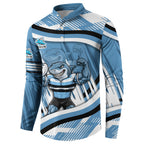 Cronulla Sharks Rugby Mascot Button Sweatshirt Fierce Athlete Graphic in Sports Style