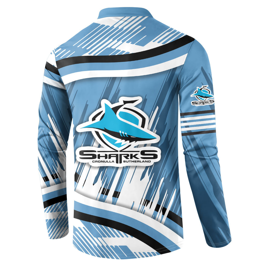 Cronulla Sharks Rugby Mascot Button Sweatshirt Fierce Athlete Graphic in Sports Style