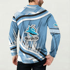 Cronulla Sharks Rugby Mascot Button Sweatshirt Fierce Athlete Graphic in Sports Style