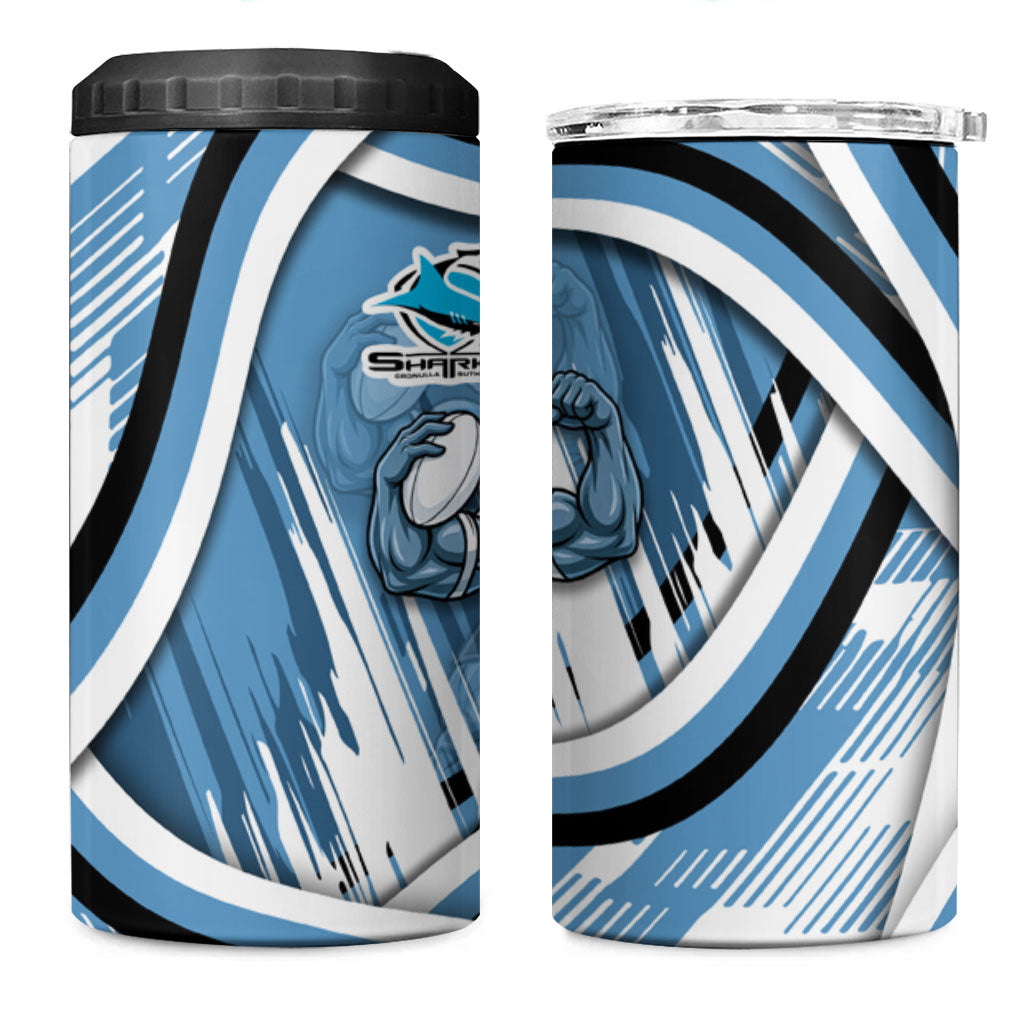 Cronulla Sharks Rugby Mascot 4 in 1 Can Cooler Tumbler Fierce Athlete Graphic in Sports Style