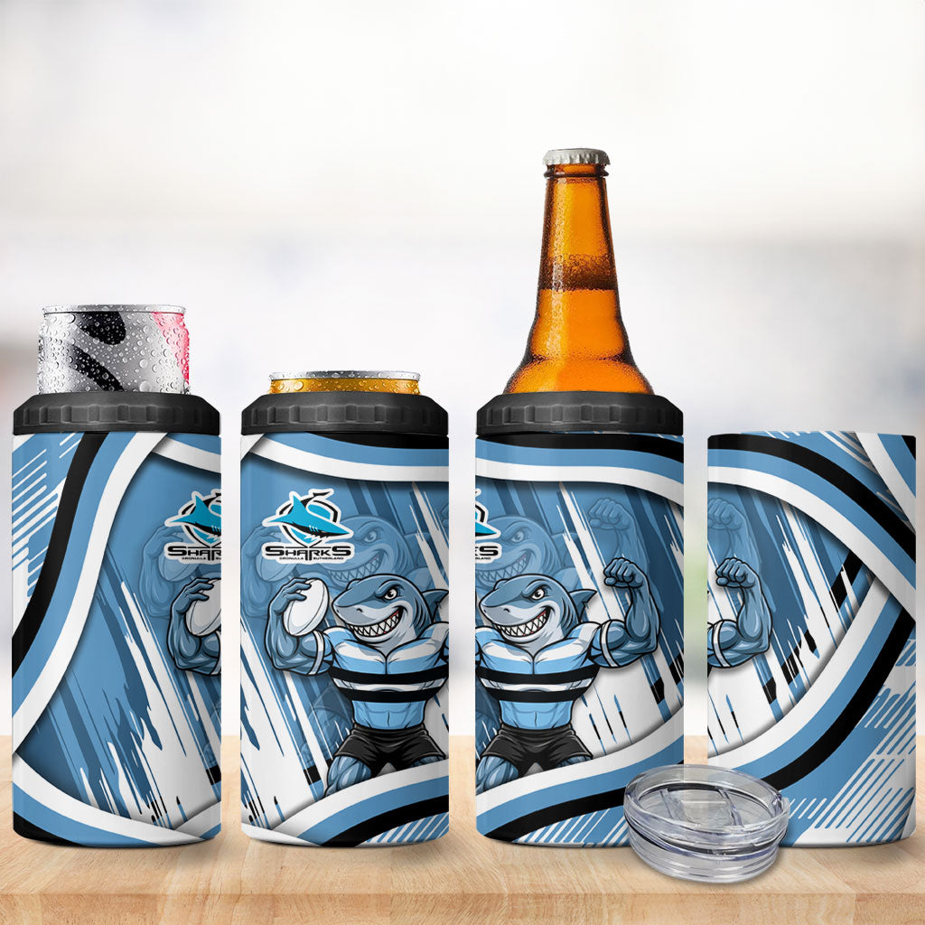 Cronulla Sharks Rugby Mascot 4 in 1 Can Cooler Tumbler Fierce Athlete Graphic in Sports Style