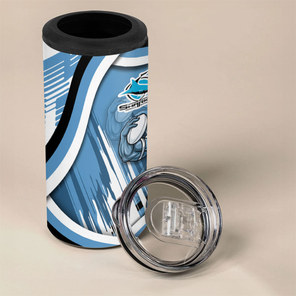 Cronulla Sharks Rugby Mascot 4 in 1 Can Cooler Tumbler Fierce Athlete Graphic in Sports Style