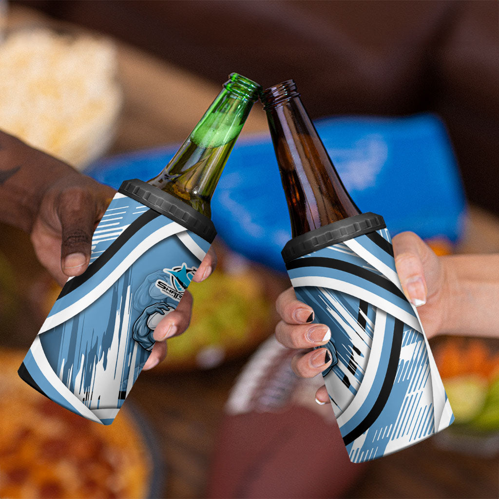 Cronulla Sharks Rugby Mascot 4 in 1 Can Cooler Tumbler Fierce Athlete Graphic in Sports Style