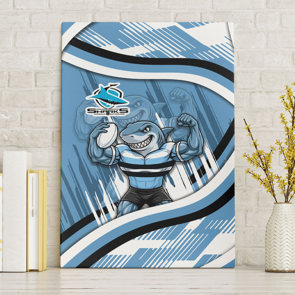 Cronulla Sharks Rugby Mascot Canvas Wall Art Fierce Athlete Graphic in Sports Style