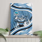 Cronulla Sharks Rugby Mascot Canvas Wall Art Fierce Athlete Graphic in Sports Style