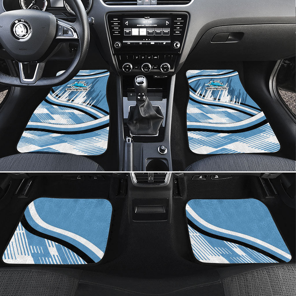 Cronulla Sharks Rugby Mascot Car Mats Fierce Athlete Graphic in Sports Style