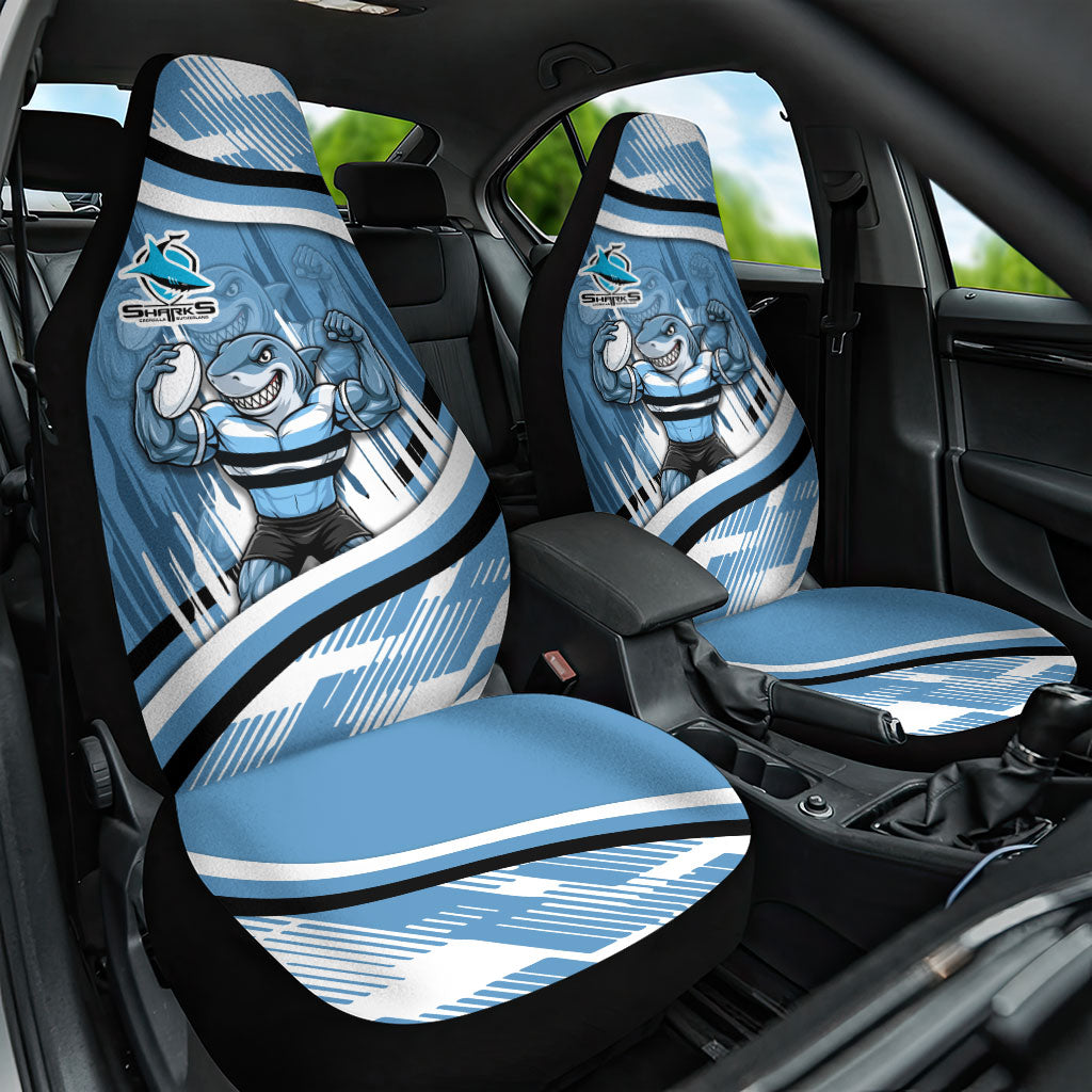 Cronulla Sharks Rugby Mascot Car Seat Cover Fierce Athlete Graphic in Sports Style