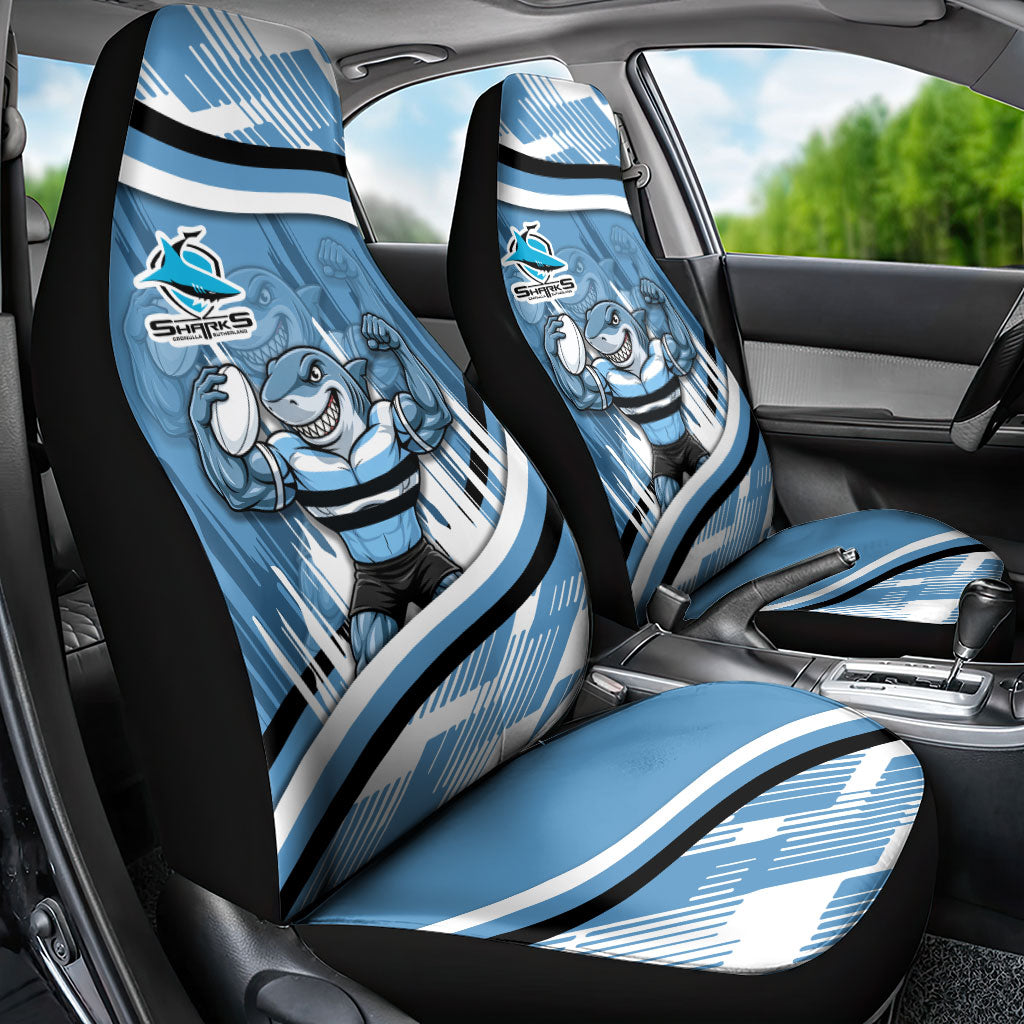 Cronulla Sharks Rugby Mascot Car Seat Cover Fierce Athlete Graphic in Sports Style