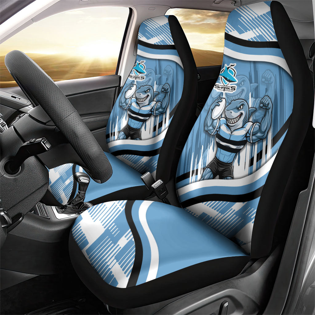 Cronulla Sharks Rugby Mascot Car Seat Cover Fierce Athlete Graphic in Sports Style