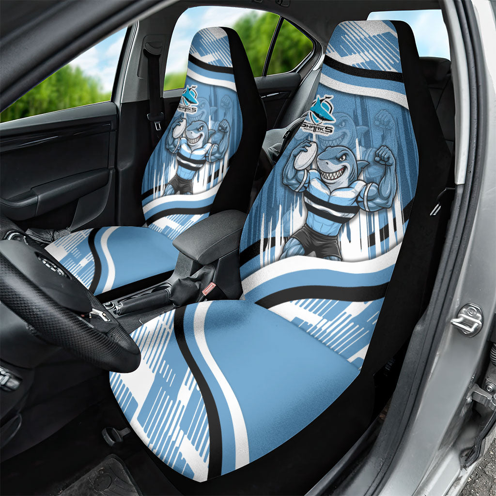Cronulla Sharks Rugby Mascot Car Seat Cover Fierce Athlete Graphic in Sports Style