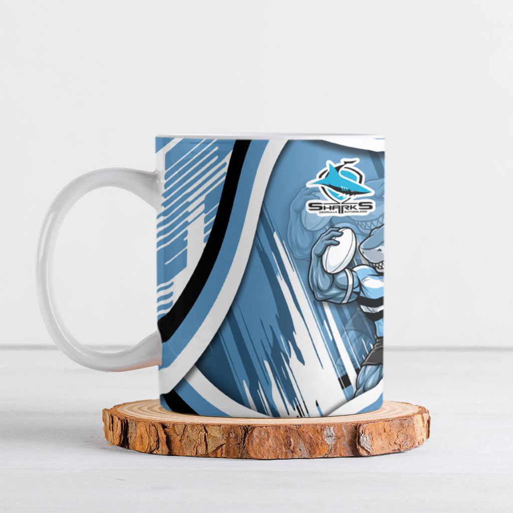 Cronulla Sharks Rugby Mascot Ceramic Mug Fierce Athlete Graphic in Sports Style