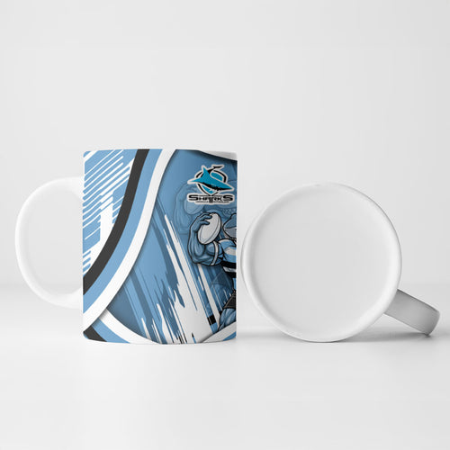 Cronulla Sharks Rugby Mascot Ceramic Mug Fierce Athlete Graphic in Sports Style