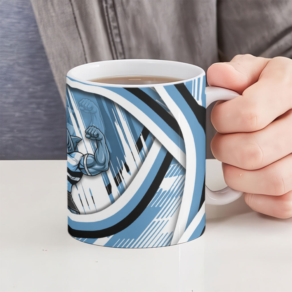 Cronulla Sharks Rugby Mascot Ceramic Mug Fierce Athlete Graphic in Sports Style
