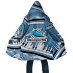 Cronulla Sharks Rugby Mascot Cloak Fierce Athlete Graphic in Sports Style