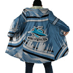 Cronulla Sharks Rugby Mascot Cloak Fierce Athlete Graphic in Sports Style