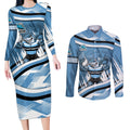 Cronulla Sharks Rugby Mascot Couples Matching Long Sleeve Bodycon Dress and Long Sleeve Button Shirt Fierce Athlete Graphic in Sports Style