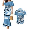 Cronulla Sharks Rugby Mascot Couples Matching Mermaid Dress and Hawaiian Shirt Fierce Athlete Graphic in Sports Style