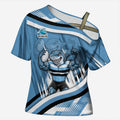 Cronulla Sharks Rugby Mascot Cross Shoulder Shirt Fierce Athlete Graphic in Sports Style