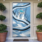 Cronulla Sharks Rugby Mascot Door Cover Fierce Athlete Graphic in Sports Style