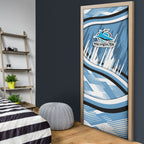 Cronulla Sharks Rugby Mascot Door Cover Fierce Athlete Graphic in Sports Style