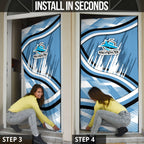 Cronulla Sharks Rugby Mascot Door Cover Fierce Athlete Graphic in Sports Style