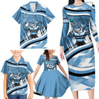 Cronulla Sharks Rugby Mascot Family Matching Long Sleeve Bodycon Dress and Hawaiian Shirt Fierce Athlete Graphic in Sports Style