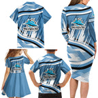 Cronulla Sharks Rugby Mascot Family Matching Long Sleeve Bodycon Dress and Hawaiian Shirt Fierce Athlete Graphic in Sports Style