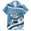 Cronulla Sharks Rugby Mascot Family Matching Long Sleeve Bodycon Dress and Hawaiian Shirt Fierce Athlete Graphic in Sports Style