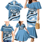 Cronulla Sharks Rugby Mascot Family Matching Mermaid Dress and Hawaiian Shirt Fierce Athlete Graphic in Sports Style