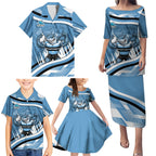 Cronulla Sharks Rugby Mascot Family Matching Puletasi and Hawaiian Shirt Fierce Athlete Graphic in Sports Style