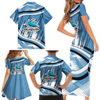 Cronulla Sharks Rugby Mascot Family Matching Short Sleeve Bodycon Dress and Hawaiian Shirt Fierce Athlete Graphic in Sports Style