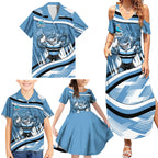 Cronulla Sharks Rugby Mascot Family Matching Summer Maxi Dress and Hawaiian Shirt Fierce Athlete Graphic in Sports Style