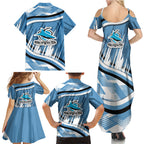 Cronulla Sharks Rugby Mascot Family Matching Summer Maxi Dress and Hawaiian Shirt Fierce Athlete Graphic in Sports Style