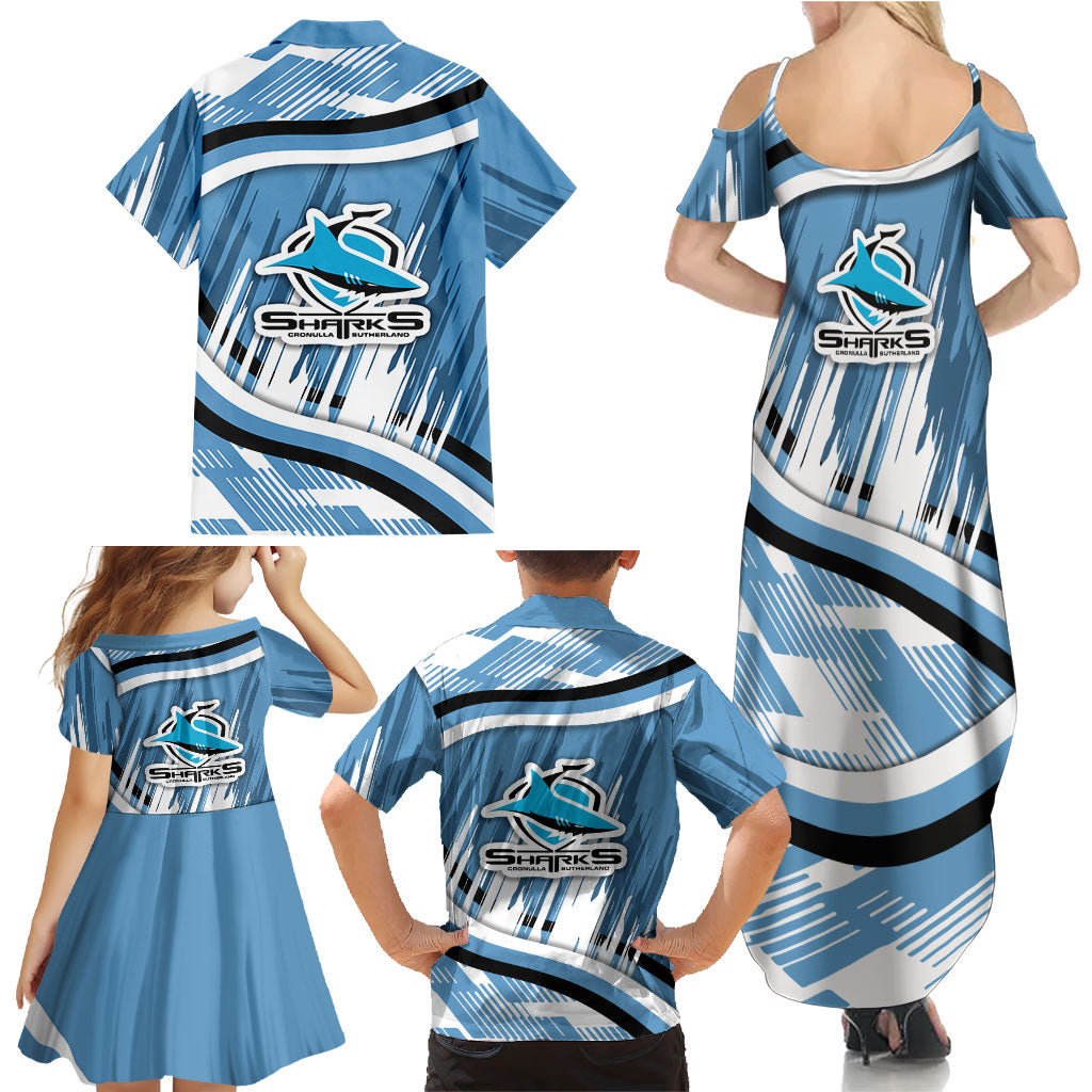 Cronulla Sharks Rugby Mascot Family Matching Summer Maxi Dress and Hawaiian Shirt Fierce Athlete Graphic in Sports Style