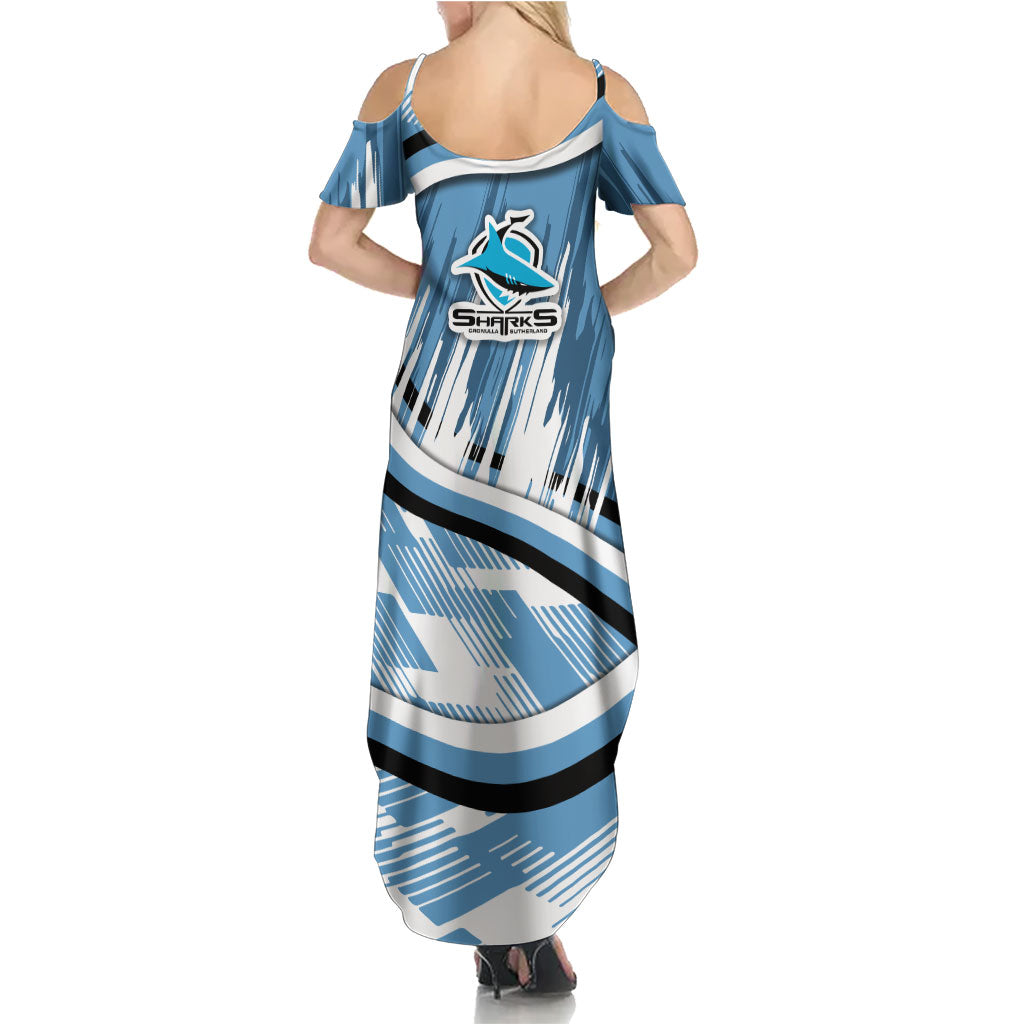 Cronulla Sharks Rugby Mascot Family Matching Summer Maxi Dress and Hawaiian Shirt Fierce Athlete Graphic in Sports Style