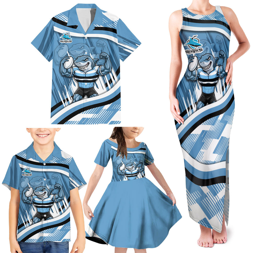 Cronulla Sharks Rugby Mascot Family Matching Tank Maxi Dress and Hawaiian Shirt Fierce Athlete Graphic in Sports Style