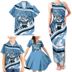 Cronulla Sharks Rugby Mascot Family Matching Tank Maxi Dress and Hawaiian Shirt Fierce Athlete Graphic in Sports Style