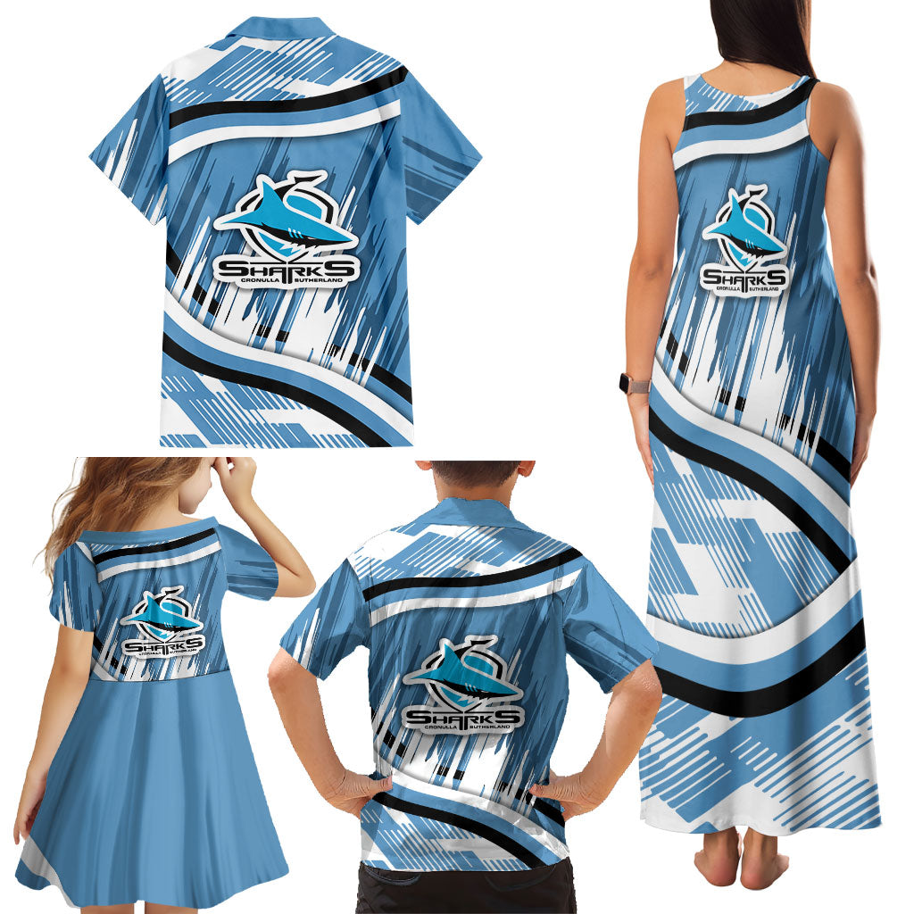 Cronulla Sharks Rugby Mascot Family Matching Tank Maxi Dress and Hawaiian Shirt Fierce Athlete Graphic in Sports Style
