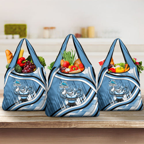 Cronulla Sharks Rugby Mascot Grocery Bag Fierce Athlete Graphic in Sports Style