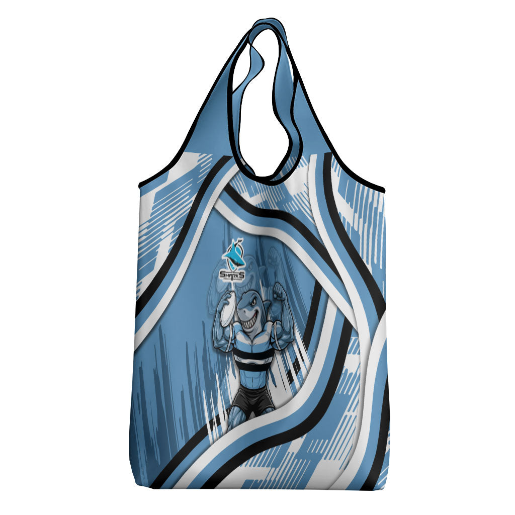 Cronulla Sharks Rugby Mascot Grocery Bag Fierce Athlete Graphic in Sports Style