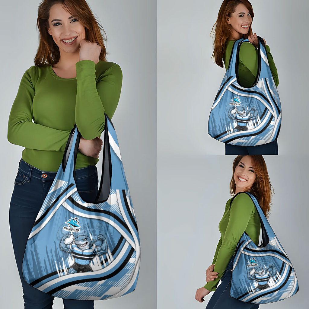 Cronulla Sharks Rugby Mascot Grocery Bag Fierce Athlete Graphic in Sports Style
