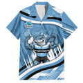 Cronulla Sharks Rugby Mascot Hawaiian Shirt Fierce Athlete Graphic in Sports Style