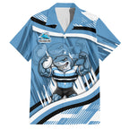 Cronulla Sharks Rugby Mascot Hawaiian Shirt Fierce Athlete Graphic in Sports Style