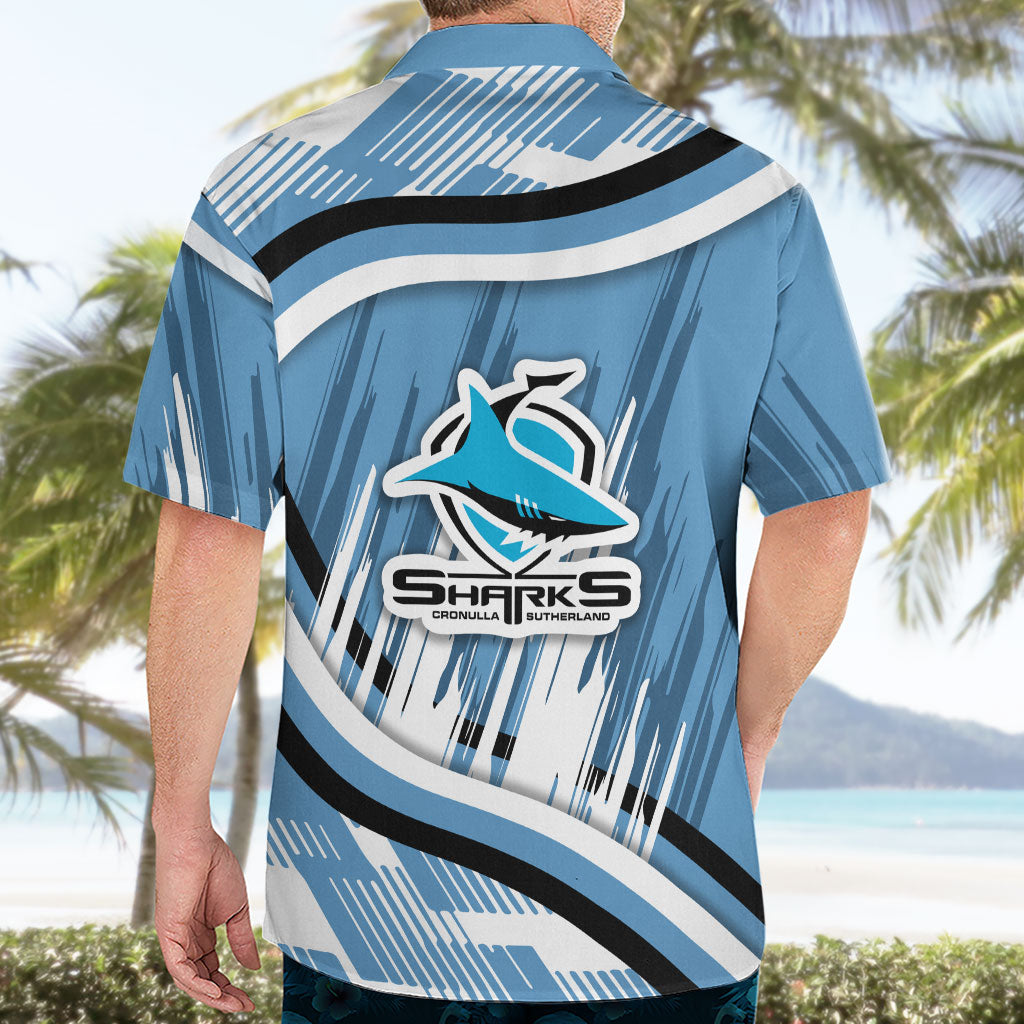 Cronulla Sharks Rugby Mascot Hawaiian Shirt Fierce Athlete Graphic in Sports Style