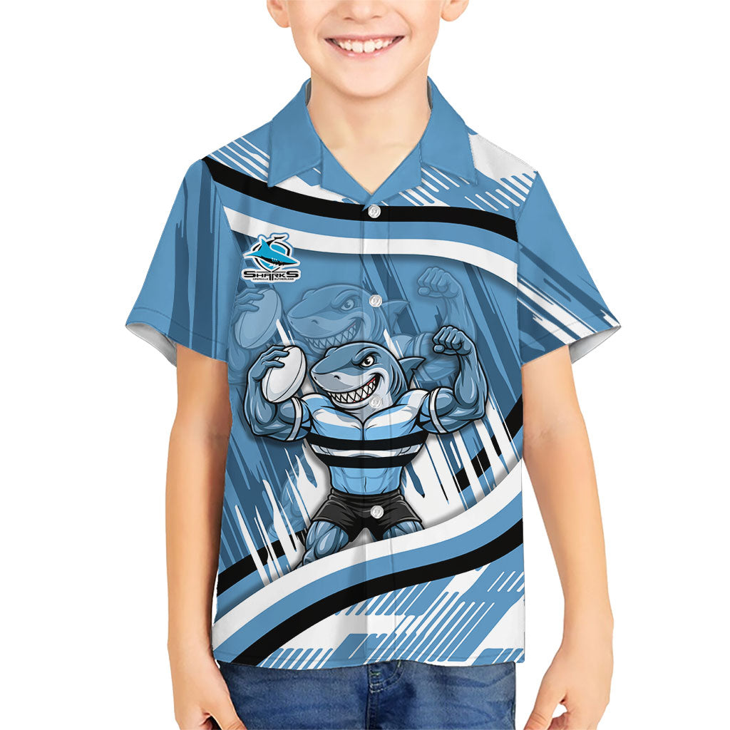 Cronulla Sharks Rugby Mascot Hawaiian Shirt Fierce Athlete Graphic in Sports Style