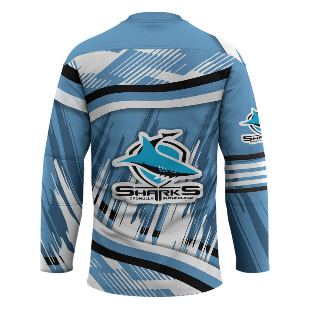 Cronulla Sharks Rugby Mascot Hockey Jersey Fierce Athlete Graphic in Sports Style