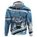 Cronulla Sharks Rugby Mascot Hoodie Fierce Athlete Graphic in Sports Style